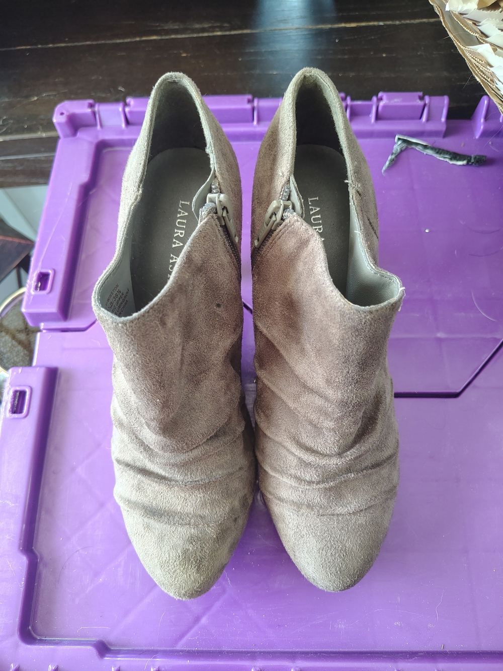 Laura Ashley Taupe Suede Ankle Booties